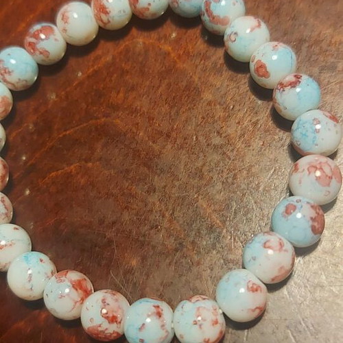 Bracelet made of resin semi-precious stones new, elastic, white multicolor