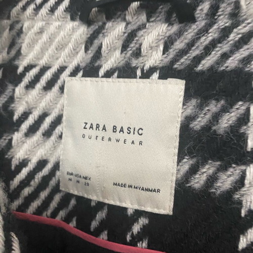 Zara women's jacket-coat used, black and white, loose fit size M