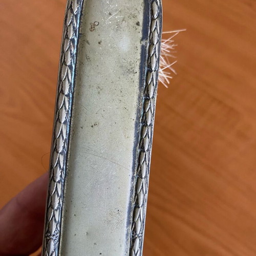 Vintage clothes brush used, 18 cm, with bronze decoration