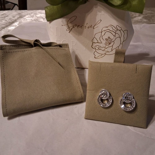 Earrings plated steel and zirconia new with gift packaging