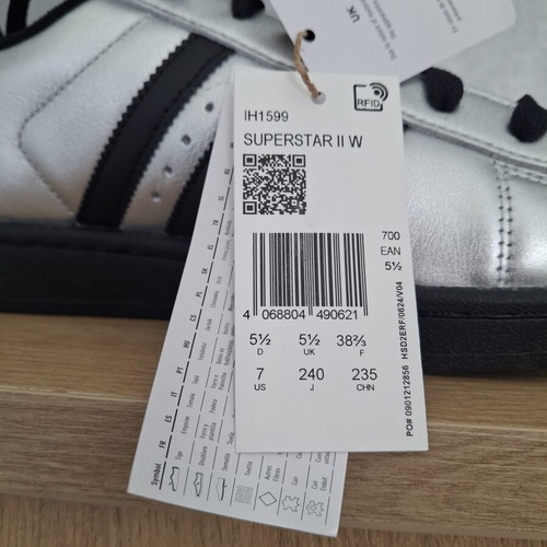 Adidas Originals Superstar II sneakers new, size 38.5, silver