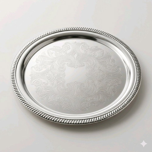 Aluminum serving tray new with vintage designs 35cm