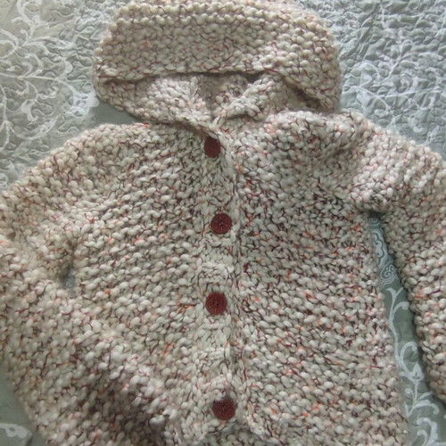 Handmade women's cardigan 100% wool with hood multicolor made to order