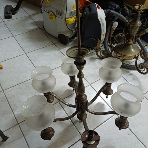 Chandelier used with frosted glass shades