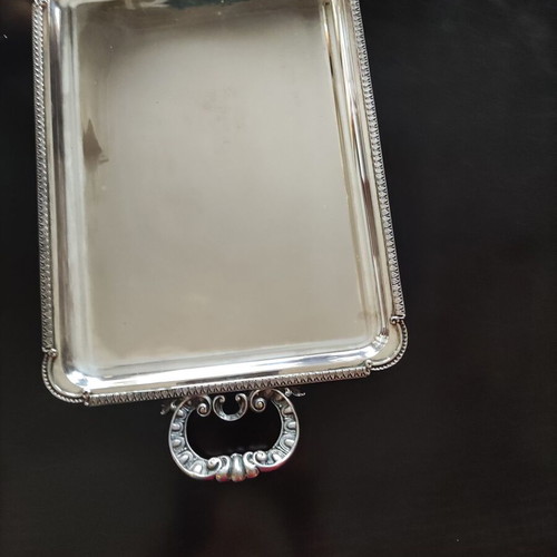 Silver-plated tray with carved handles new, ideal for wedding