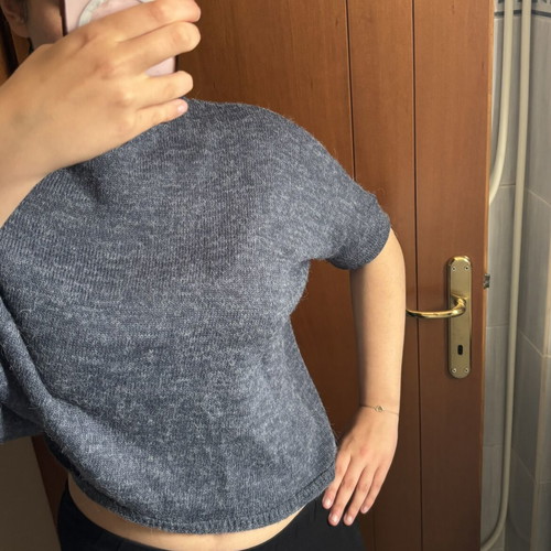 Sarah Lawrence knitted crop top used, gray anthracite, size S