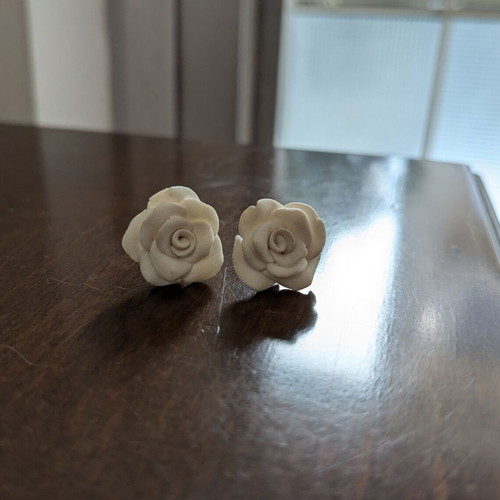 Earrings with silver and polymer clay like new, white