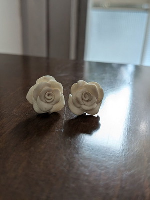 Earrings with silver and polymer clay like new, white