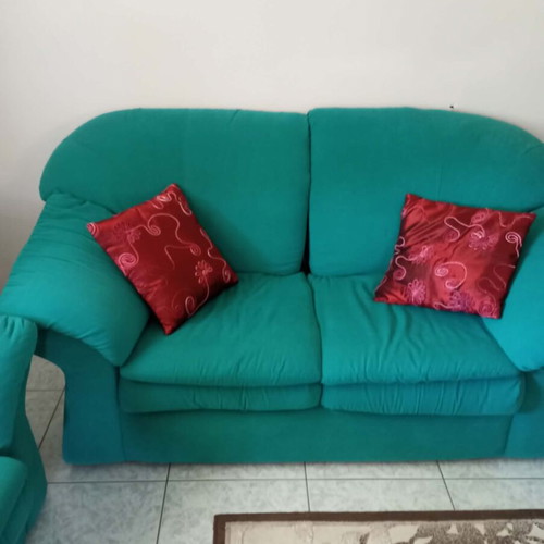 Living room sofa set, 3-seater and 2-seater, turquoise