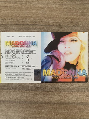 Madonna Sticky & Sweet Tour Concert Ticket used, Athens OAKA 2008