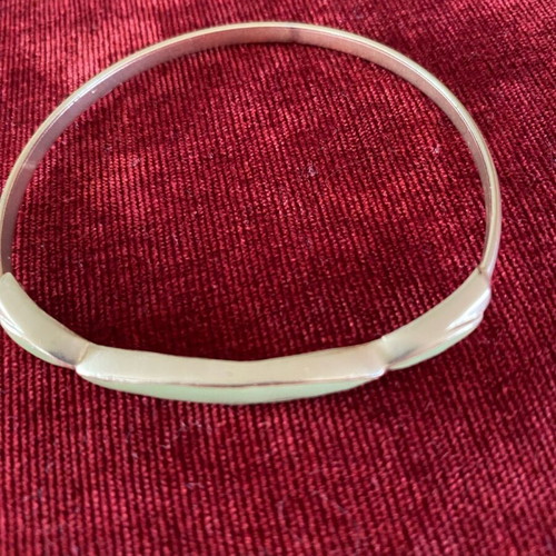 Bracelet-handcuff metal bronze with green enamel, like new