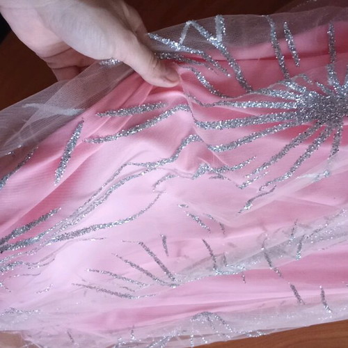 Formal pink dress medium like new with silver details and leg slit