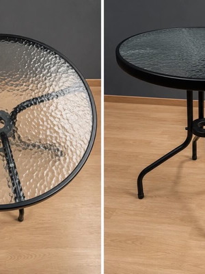 Bistro tables set of 2 with 50 cm glass tops, new