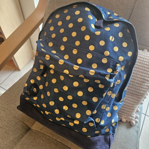 Mi Pac backpack new blue with gold polka dots