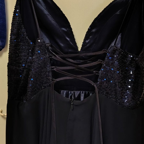 Evening dress royal blue XL with sequined bust and adjustable back