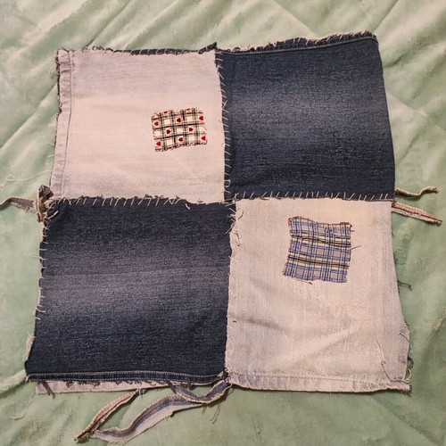 Denim pillowcase refurbished, square for sofa