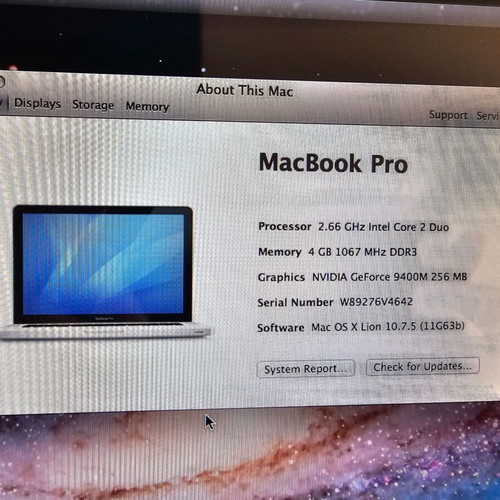 MacBook Pro 15.4" Mid 2009 used, 2.66GHz Core 2 Duo, 4GB RAM, 320GB HDD no battery