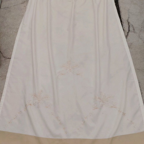 White curtain with beige border and embroidery like new