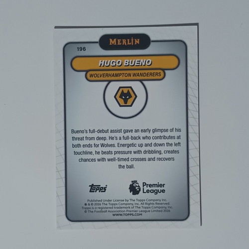 Topps Merlin Premier League 2026 Hugo Bueno Base Card near mint