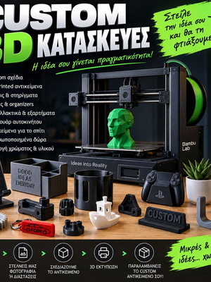 Custom 3D κατασκευές και εκτυπωμένα αντικείμενα