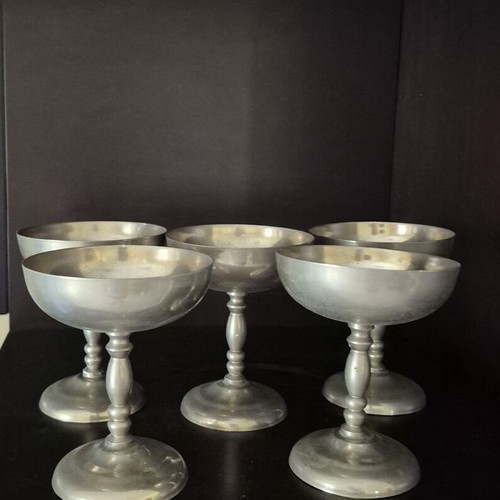 Silver-plated champagne cups used, set of 5