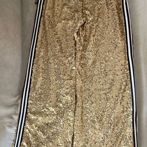 Fashion Limousine gold sequin wide-leg pants XS