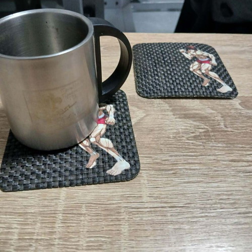 Baki Hanma coaster set made of woven vinyl, new, pack of 2