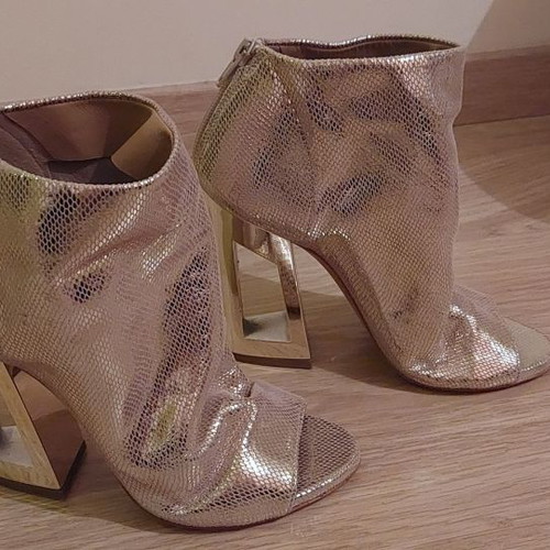 Peep Toe Shoes New Gold Ovye By Tassos Mitropoulos Size 37
