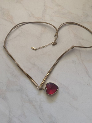 Vintage Pilgrim Necklace with Pendant Red Crystal Heart (Danish Design)