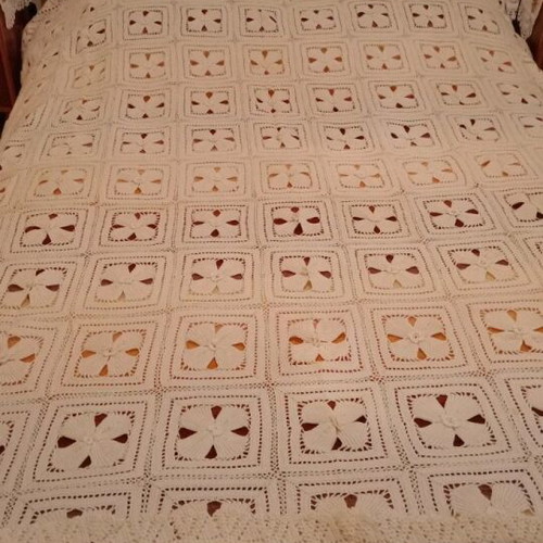Vintage crocheted handmade blanket unused
