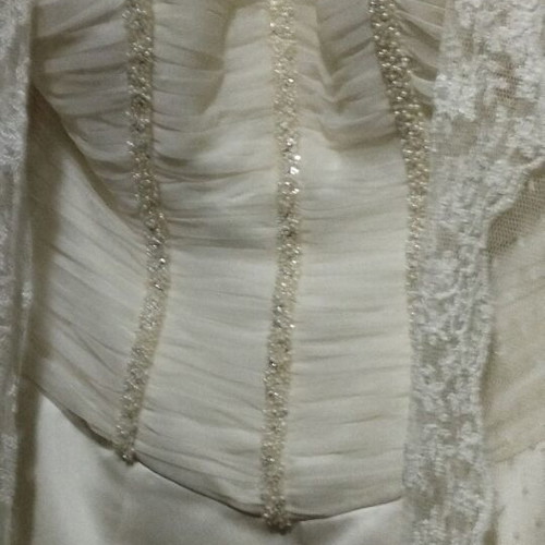 Wedding dress new, strapless satin with handmade lace XXL