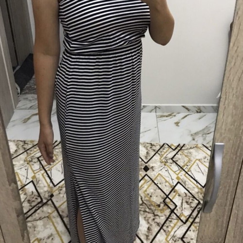 Long striped dress new, size S-M, black and white