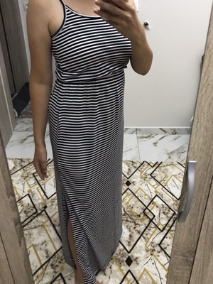 Long striped dress new, size S-M, black and white