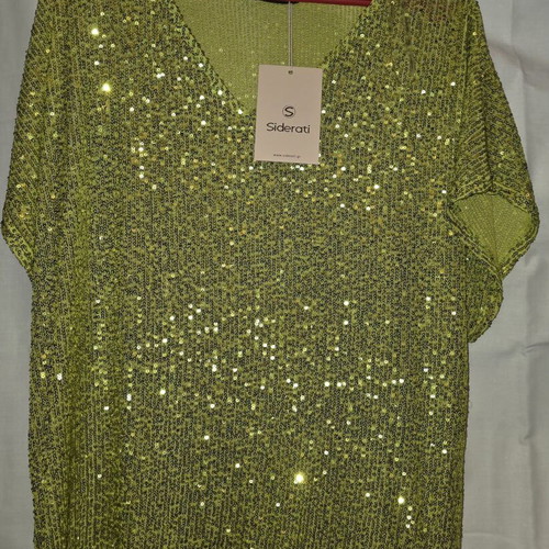 Siderati sequined blouse new with tag, lime green, size L