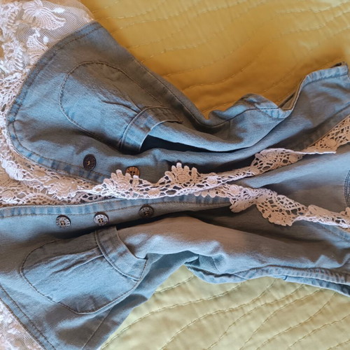 The Kids Show denim vest for girls with lace, like new, sizes 100-140 cm
