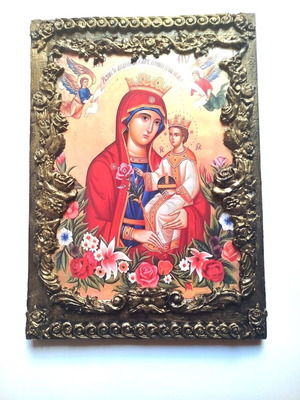 Icon of Panagia Rodon to Amaranton new, handmade clay 25x35