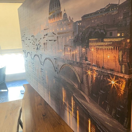 Italian Painting 2.00m x 1.20m Art Design Lamprou like new with iridescence and crystals