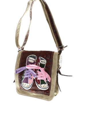 Canvas crossbody bag with 3D sneakers applique, like new