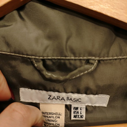 Zara windbreaker jacket used, green, with belt