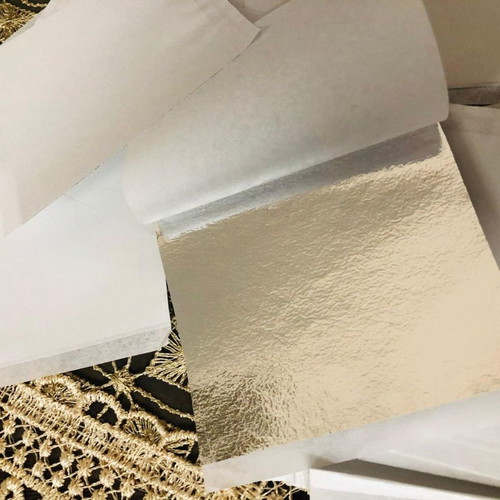 Edible silver leaf for food and desserts 60 pcs