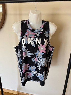 DKNY sleeveless top size M like new, black and pink