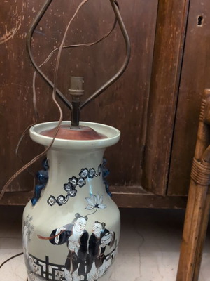 Lamp used with hand-painted decoration, height 81cm