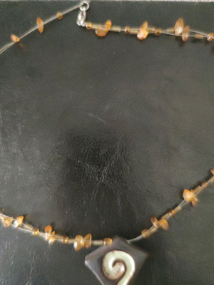 Handmade ceramic necklace AIFOS like new with small chip