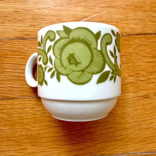 Bavaria Schumann Arzberg Coffee Cup used, white with green flowers