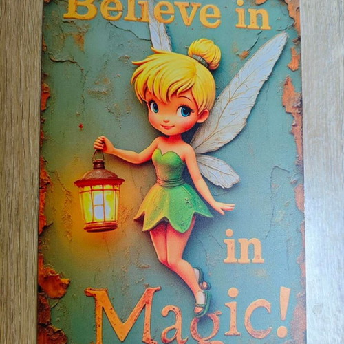 Metal sign Tinkerbell Believe in Magic like new