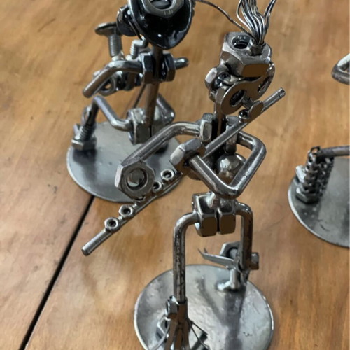 Handmade metal musician figurines set of 3