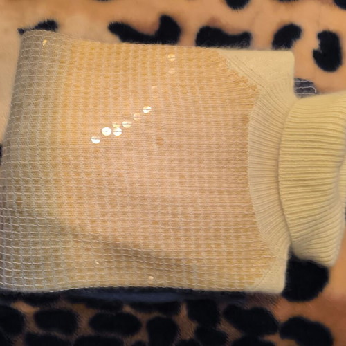 Wool turtleneck sweater new, two-tone with sequins, size Large