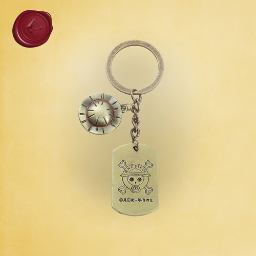 One Piece Straw Hat metal keychain new, gold color