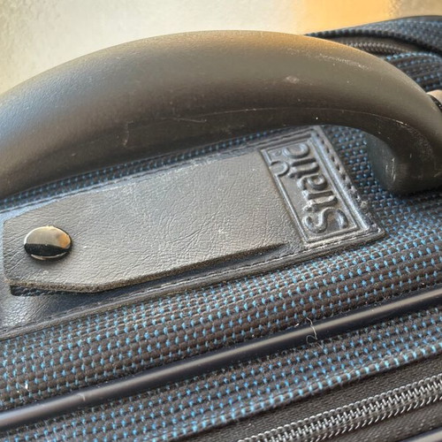 Stratic carry-on suitcase and briefcase bag, black and blue