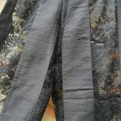 Seventy women's pants black, silk taffeta and lace, like new, XS